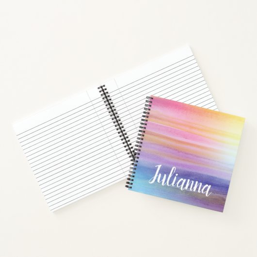 Carnet Aquarelle Abstraite élégante rose violet avec nom (Intérieur)