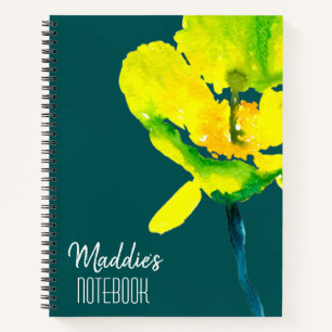 Carnet Aquarelle abstraite jaune lâche floral