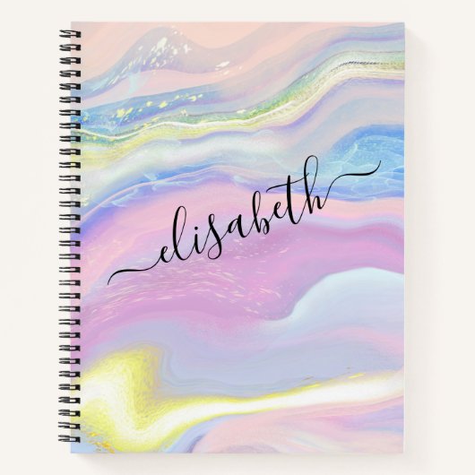 Carnet Aquarelle Abstraite Marbre Nom du script Monogramm (Devant)