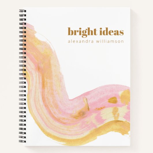 Carnet Aquarelle Abstraite rose et or personnalisée (Devant)