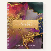 Carnet Aquarelle agate chic glam or violet bleu vert (Devant)
