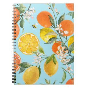 Carnet Aquarelle Agrumes Fruits : Main tirée