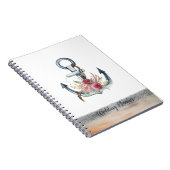Carnet Aquarelle Ancre Fleurs dentelle marine (Côté Droit)