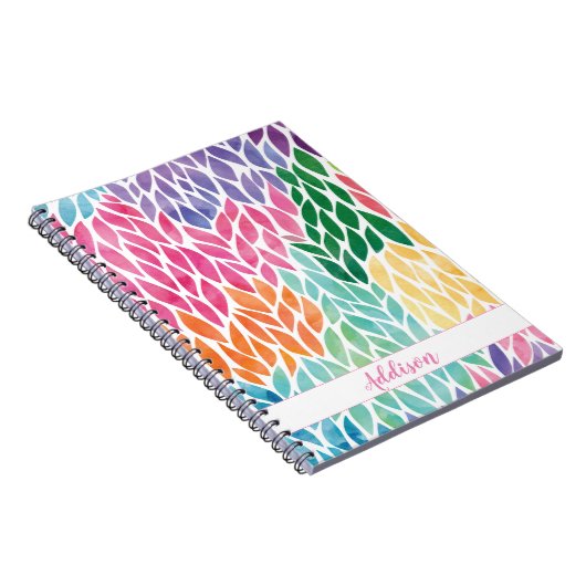 Carnet Aquarelle arc-en-ciel Feuille Motif Jolie Feminine (Côté Droit)