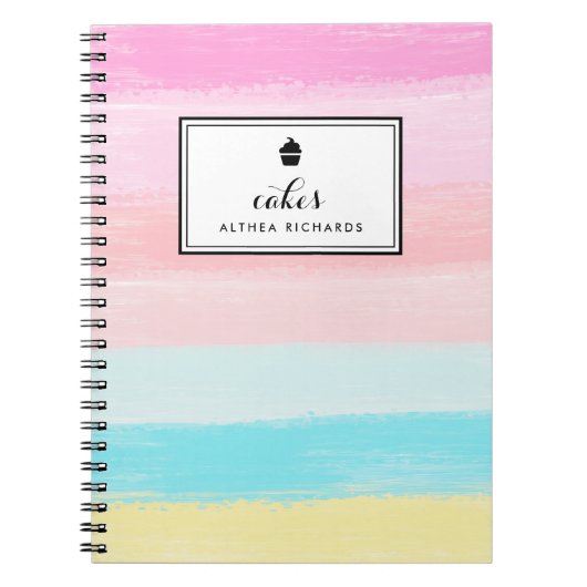 Carnet Aquarelle Arc-en-ciel Pastel Stripes Baking Recett (Devant)