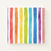 Carnet Aquarelle Arc-en-ciel Rayures Monogramme Nom du sc (Dos)