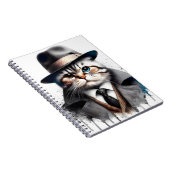 Carnet Aquarelle Art Chat en costume Cravate Veste Casque (Côté Droit)