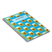 Carnet Aquarelle Art Motif de tournesol or, Brown, Bleu (Côté Droit)