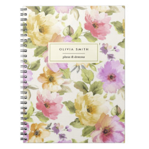 Carnet Aquarelle assez élégante Floral Girly Votre nom