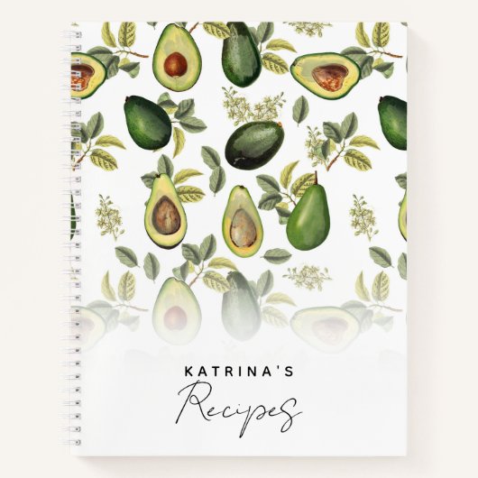 Carnet Aquarelle Avocado Motif Botanique Recette (Devant)