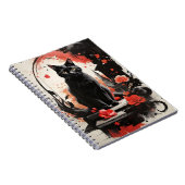 Carnet Aquarelle Black Chat Splatter Art Fleurs rouges (Côté Droit)