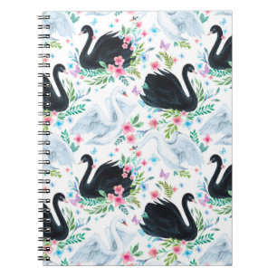 Carnet Aquarelle blanc et noir lac de cygne transparent p