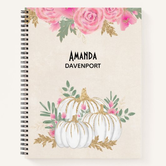 Carnet Aquarelle blanche et Citrouille or (Devant)
