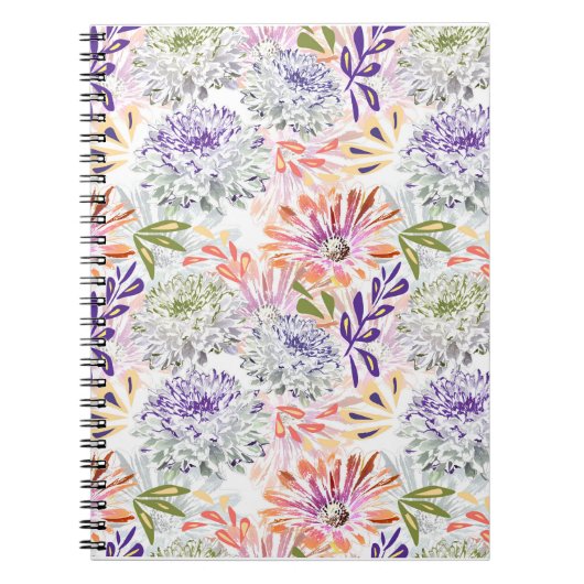 Carnet Aquarelle blanche, fleurs roses (Devant)