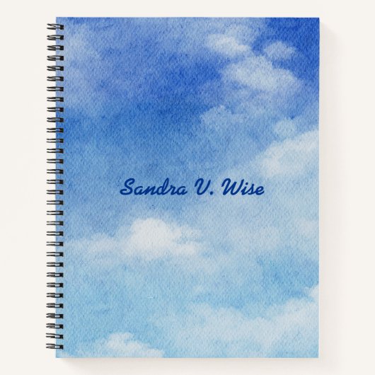 Carnet Aquarelle bleu & blanc sur mesure (Devant)