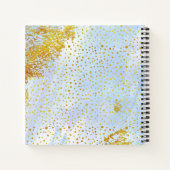 Carnet Aquarelle bleu clair, monogramme de confetti or (Dos)