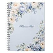 Carnet Aquarelle bleu Dusty Fleurs d'ivoire Feuille Rusti (Devant)