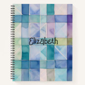 Carnet Aquarelle bleu et violet plaid (Devant)