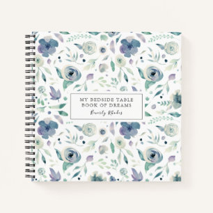 Carnet Aquarelle bleu Floral Table de chevet Rêves