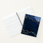 Carnet Aquarelle Bleu Marbre Or Géode Agate (Intérieur)