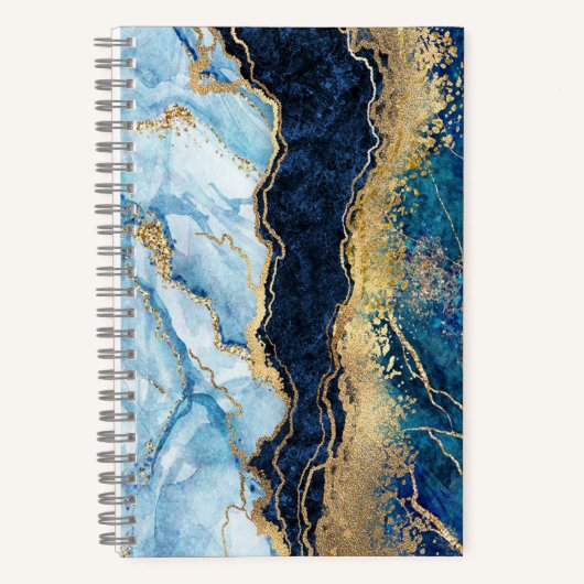Carnet Aquarelle bleu       MarbreOr (Recto)