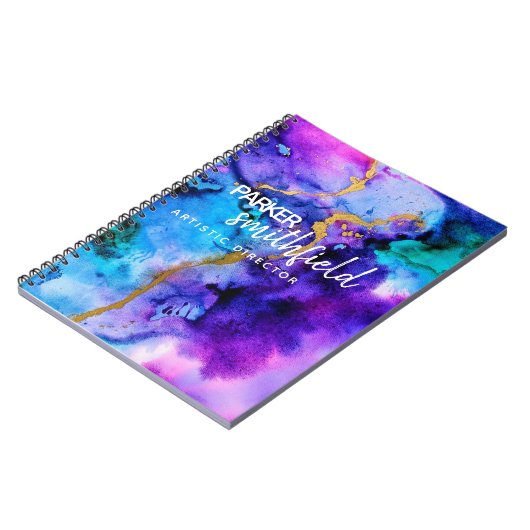 Carnet Aquarelle bleu or pourpre (Côté gauche)