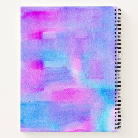 Carnet Aquarelle bleu rose Abstrait personnalisée (Dos)