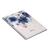 Carnet Aquarelle bleu rose doux Fleur Son personnel (Côté Droit)