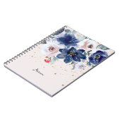 Carnet Aquarelle bleu rose doux Fleur Son personnel (Côté gauche)