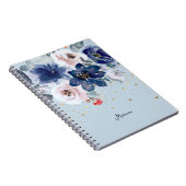 Carnet Aquarelle bleu rose doux Fleur Son personnel (Côté Droit)