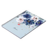 Carnet Aquarelle bleu rose doux Fleur Son personnel (Côté gauche)