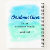 Carnet Aquarelle bleu vert Noël vacances ajouter famille (Dos)
