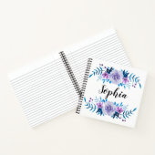 Carnet Aquarelle bleu violet couronne florale Texte perso (Intérieur)
