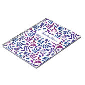 Carnet Aquarelle bleu violet motif botanique fleuri (Côté gauche)