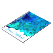 Carnet Aquarelle bleue Design océanique abstrait (Côté gauche)