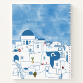 Carnet Aquarelle bleue et blanche Santorin Grèce Monogram (Dos)