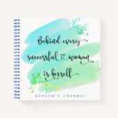 Carnet Aquarelle bleue Femme réussie Script Gratitude (Devant)