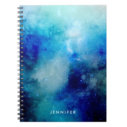 Carnet Aquarelle bleue Galaxie (Devant)