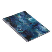 Carnet Aquarelle bleue Galaxie Espace étoiles Initiales (Côté Droit)