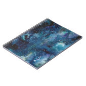 Carnet Aquarelle bleue Galaxie Espace étoiles Initiales (Côté gauche)