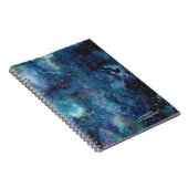 Carnet Aquarelle bleue Galaxy Space Stars Nom (Côté Droit)