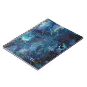 Carnet Aquarelle bleue Galaxy Space Stars Nom (Côté gauche)