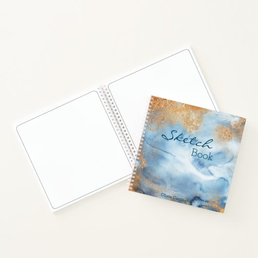 Carnet Aquarelle bleue Nom Abstrait Esquisse de script (Intérieur)