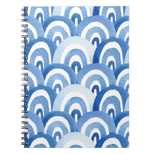 Carnet Aquarelle bleue : Vagues de mer Abstraites (Devant)