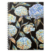 Carnet Aquarelle Blue Hydrangea : Motif foncé sans couleu (Devant)