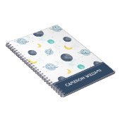 Carnet Aquarelle Blue Space Planet Motif (Côté Droit)