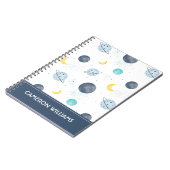 Carnet Aquarelle Blue Space Planet Motif (Côté gauche)