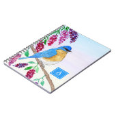 Carnet Aquarelle Bluebird dans Wisteria Tree Monogramme (Côté gauche)