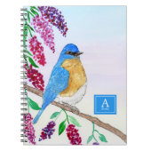 Carnet Aquarelle Bluebird dans Wisteria Tree Monogramme (Devant)