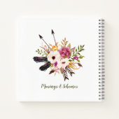 Carnet Aquarelle Bohème Floral Wreath Monogramme (Dos)